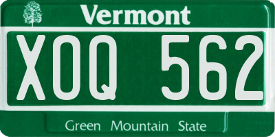 VT license plate XOQ562