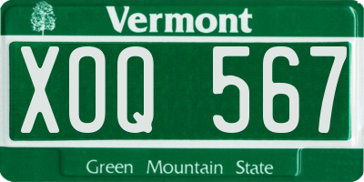 VT license plate XOQ567