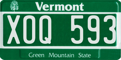 VT license plate XOQ593
