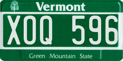 VT license plate XOQ596