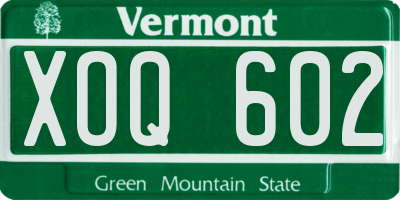 VT license plate XOQ602