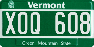 VT license plate XOQ608