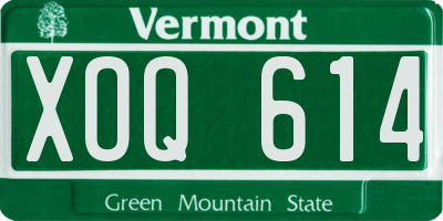 VT license plate XOQ614