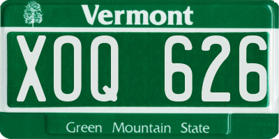 VT license plate XOQ626