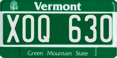 VT license plate XOQ630