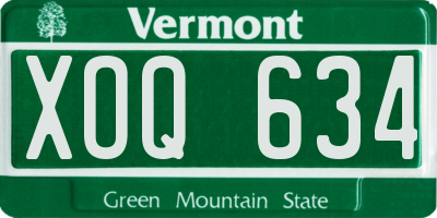 VT license plate XOQ634