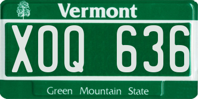 VT license plate XOQ636