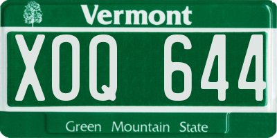 VT license plate XOQ644