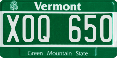 VT license plate XOQ650