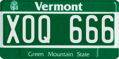 VT license plate XOQ666