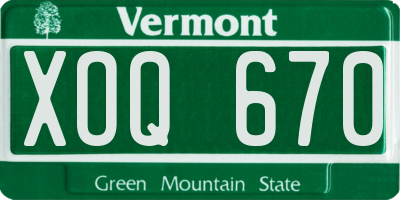 VT license plate XOQ670