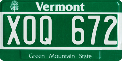 VT license plate XOQ672