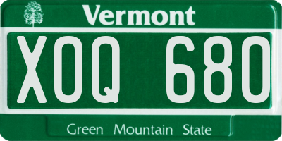 VT license plate XOQ680
