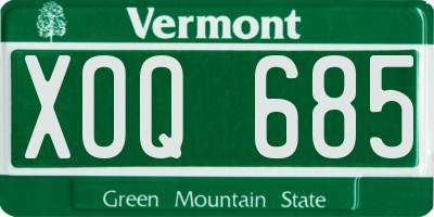 VT license plate XOQ685