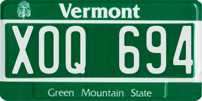 VT license plate XOQ694