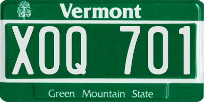 VT license plate XOQ701
