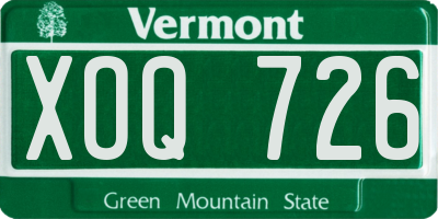 VT license plate XOQ726