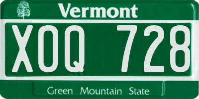 VT license plate XOQ728