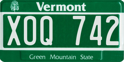 VT license plate XOQ742