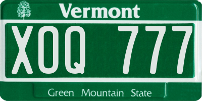 VT license plate XOQ777