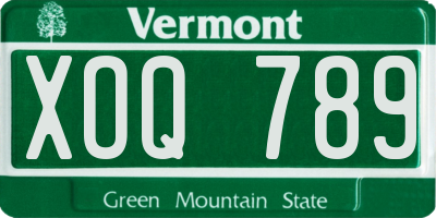 VT license plate XOQ789
