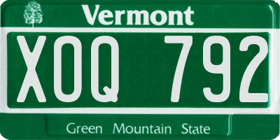 VT license plate XOQ792