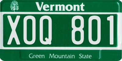 VT license plate XOQ801