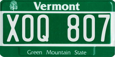 VT license plate XOQ807