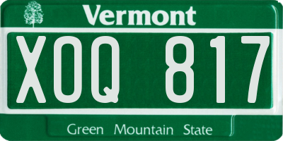 VT license plate XOQ817