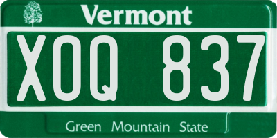 VT license plate XOQ837