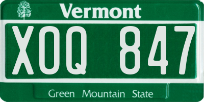 VT license plate XOQ847