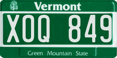 VT license plate XOQ849