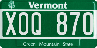 VT license plate XOQ870