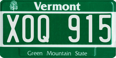 VT license plate XOQ915