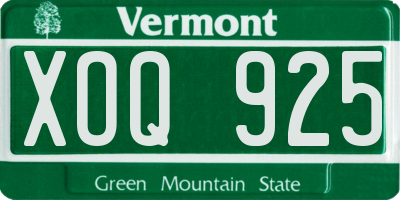 VT license plate XOQ925