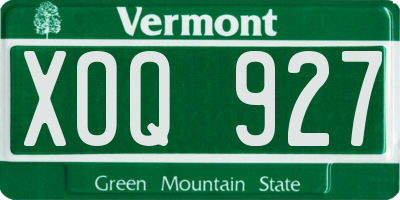 VT license plate XOQ927