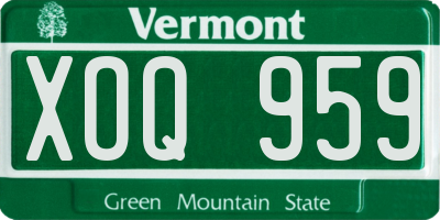 VT license plate XOQ959