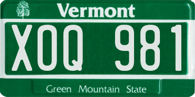 VT license plate XOQ981