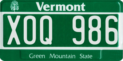 VT license plate XOQ986
