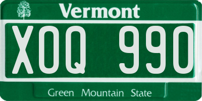VT license plate XOQ990