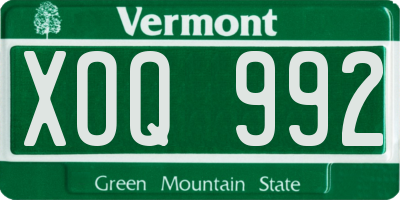VT license plate XOQ992