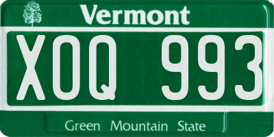 VT license plate XOQ993