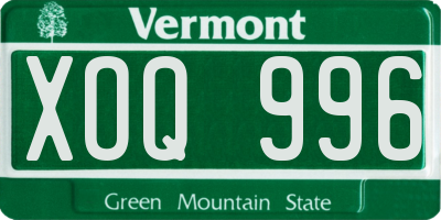VT license plate XOQ996
