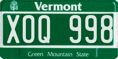 VT license plate XOQ998