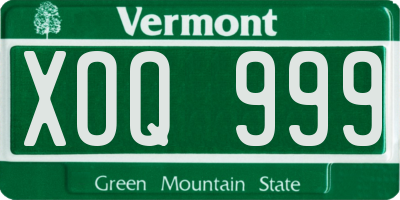 VT license plate XOQ999