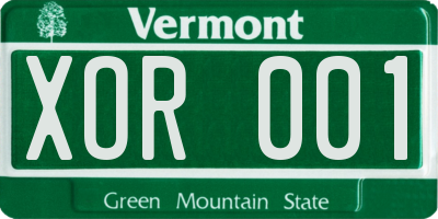 VT license plate XOR001