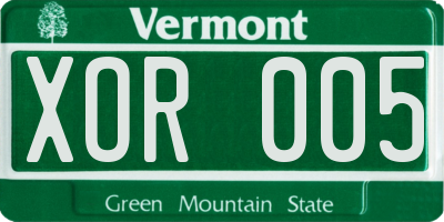 VT license plate XOR005