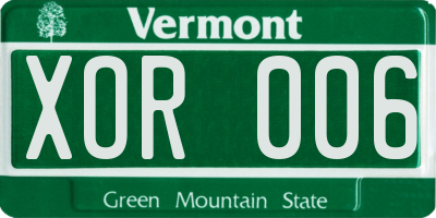 VT license plate XOR006