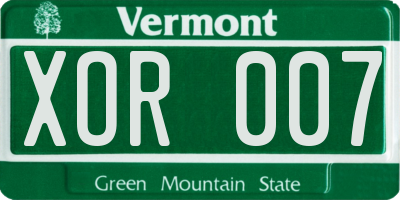 VT license plate XOR007