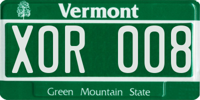 VT license plate XOR008
